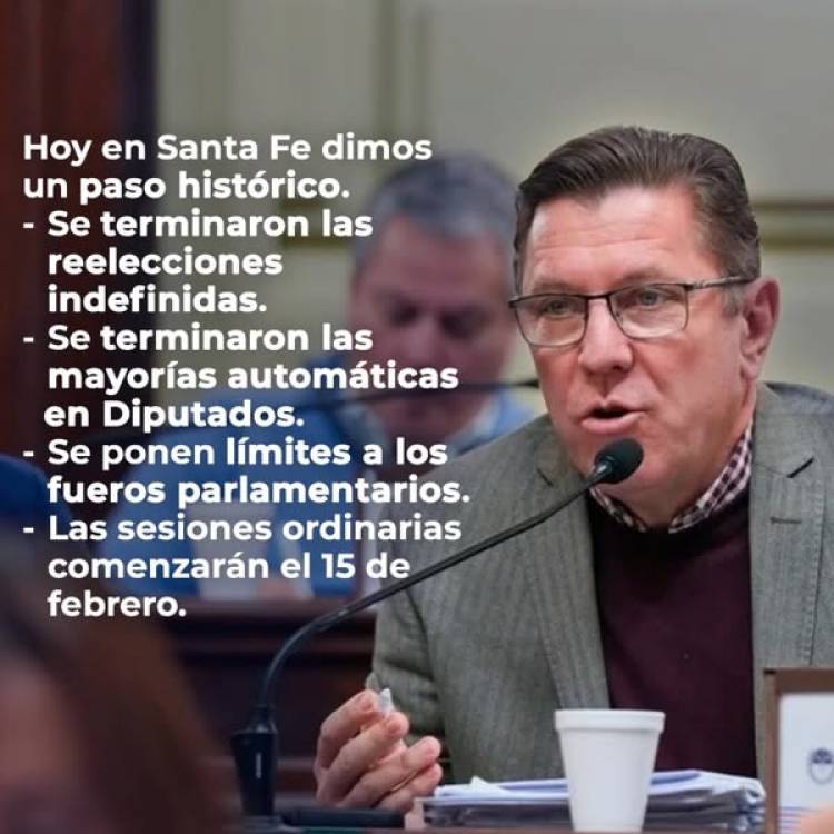 Rodrigo Borla//Día 53 de una Reforma histórica para Santa Fe: dimos un paso enorme hacia el futuro poniendo fin a las reelecciones ilimitadas, a las mayorías automáticas en la Cámara de Diputados y a los fueros parlamentarios ahora tendrán límites claros.