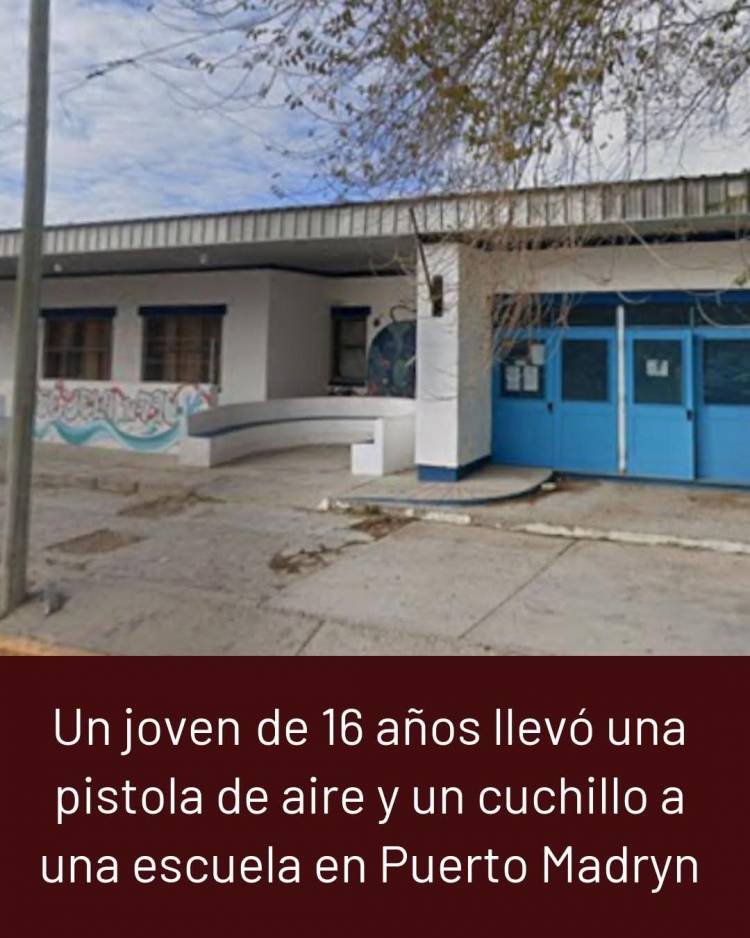 Un joven de 16 años llevó una pistola de aire y un cuchillo a una escuela en Puerto Madryn